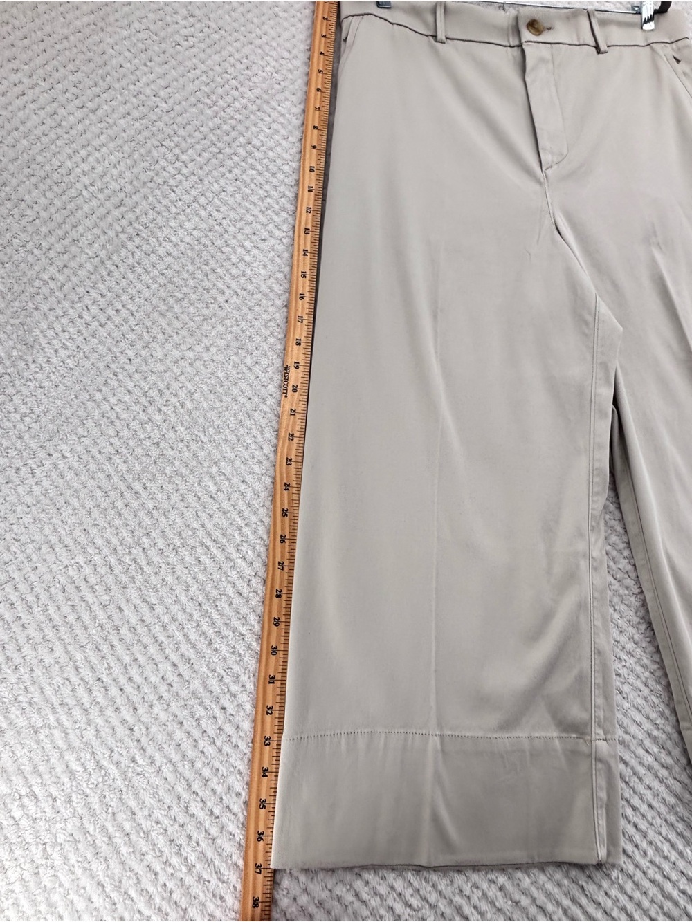 SPANX Supersmooth Stretch Twill Cropped Wide Leg Pant Colour Bone Petite 1X - Picture 10 of 16